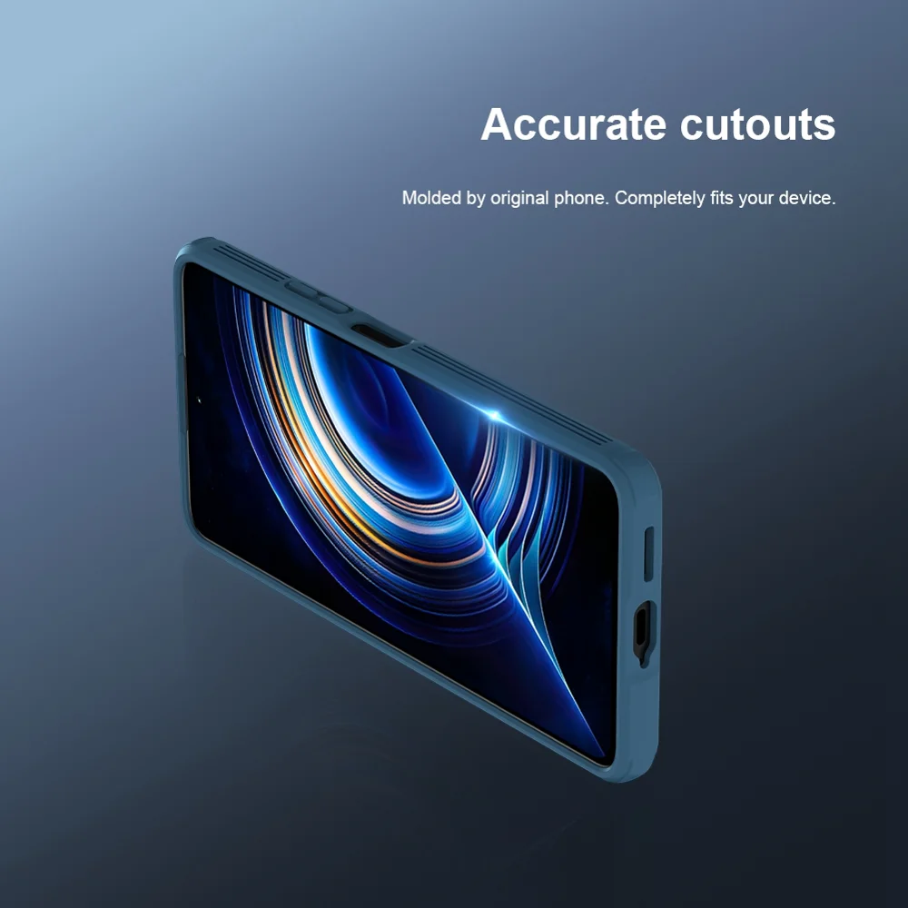 NILLKIN CamShield Pro Series Phone Case for Xiaomi Redmi K50/K50 Pro, Accurate Cutouts TPU Frame + PC Shockproof Back Shell with Slide Camera Lens Cover - Blue-Cellmalls