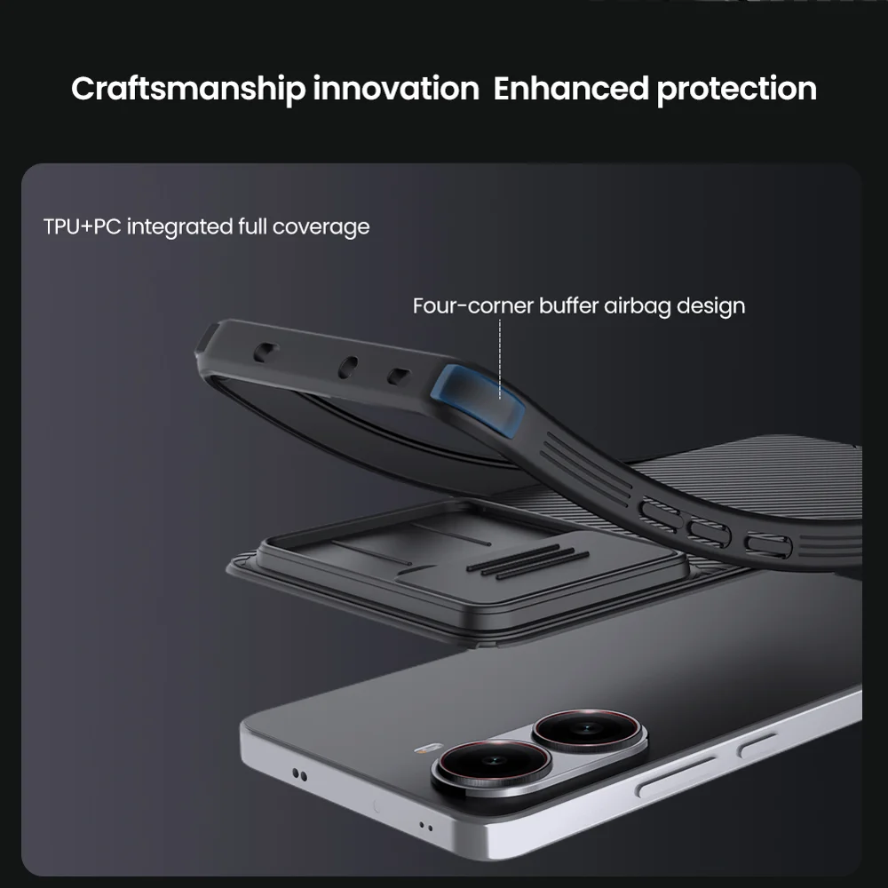 NILLKIN Camshield Pro Series for Xiaomi Redmi Turbo 4 5G Case PC + TPU Slide Camera Lid Phone Cover - Black-Cellmalls
