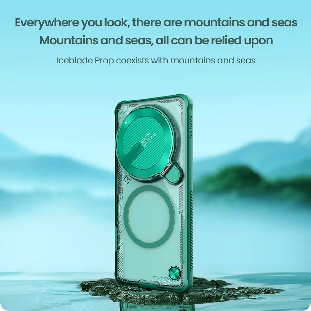 NILLKIN Iceblade Prop For Xiaomi 15 Ultra Case Compatible with MagSafe Lens Cover Kickstand PC + TPU Phone Cover - Green-Cellmalls