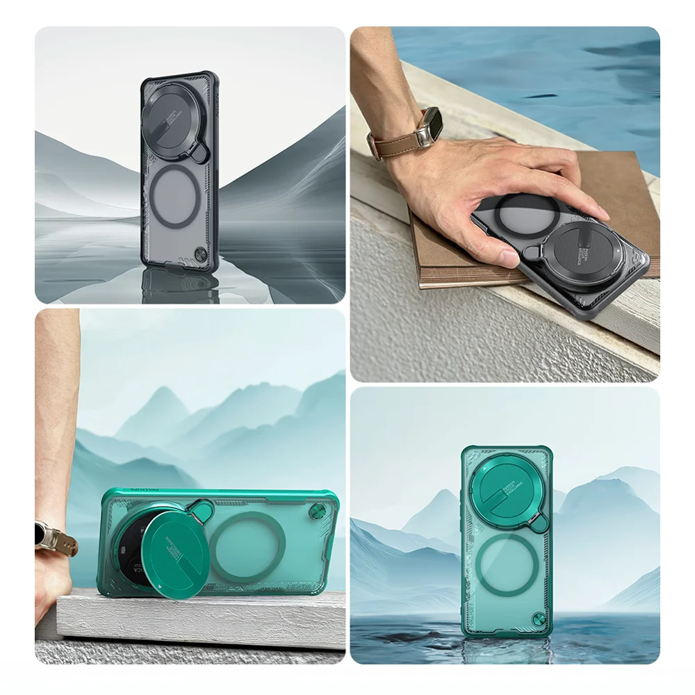 NILLKIN Iceblade Prop For Xiaomi 15 Ultra Case Compatible with MagSafe Lens Cover Kickstand PC + TPU Phone Cover - Green-Cellmalls