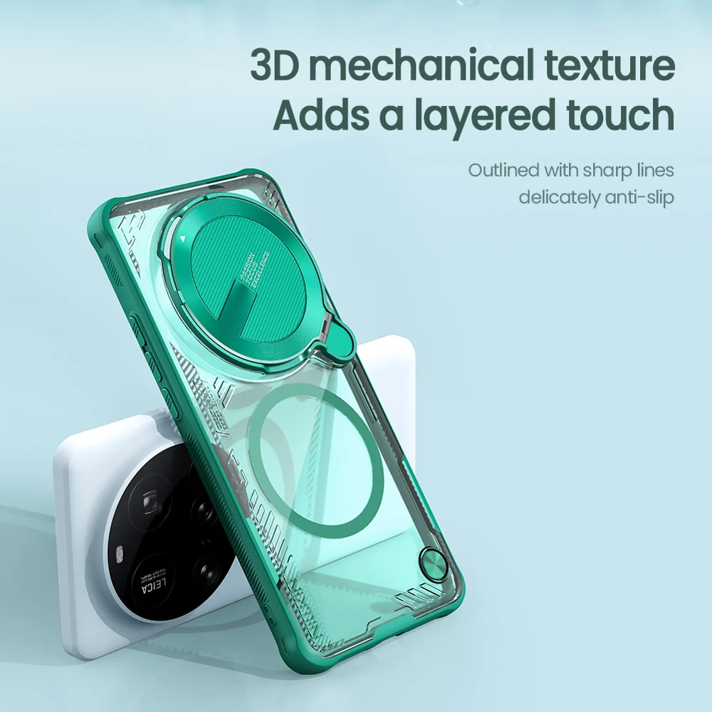 NILLKIN Iceblade Prop For Xiaomi 15 Ultra Case Compatible with MagSafe Lens Cover Kickstand PC + TPU Phone Cover - Green-Cellmalls