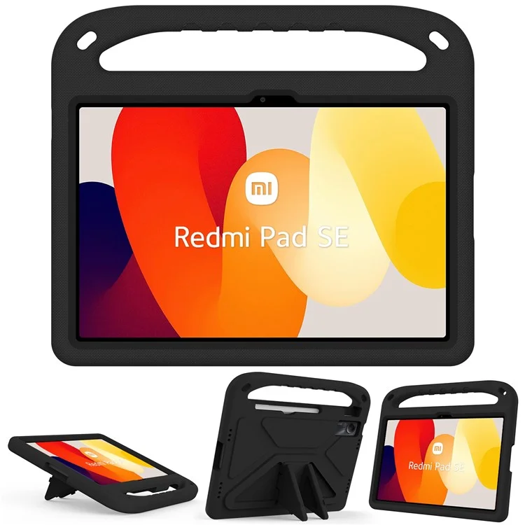 For Xiaomi Redmi Pad SE Case Hand Grip Anti-Drop EVA Tablet Kickstand Cover - Black-Cellmalls