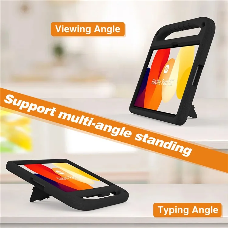 For Xiaomi Redmi Pad SE Case Hand Grip Anti-Drop EVA Tablet Kickstand Cover - Black-Cellmalls