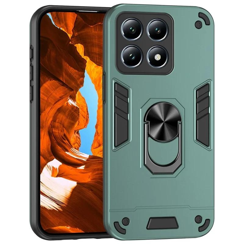 For Xiaomi 14T Pro Case PC+TPU Drop Defend Phone Cover with Ring Kickstand - Black-Cellmalls