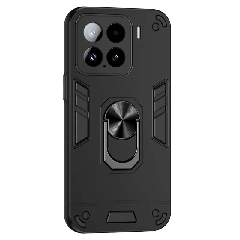 For Xiaomi 15 Case PC+TPU Drop Defend Phone Cover with Ring Kickstand - Black-Cellmalls