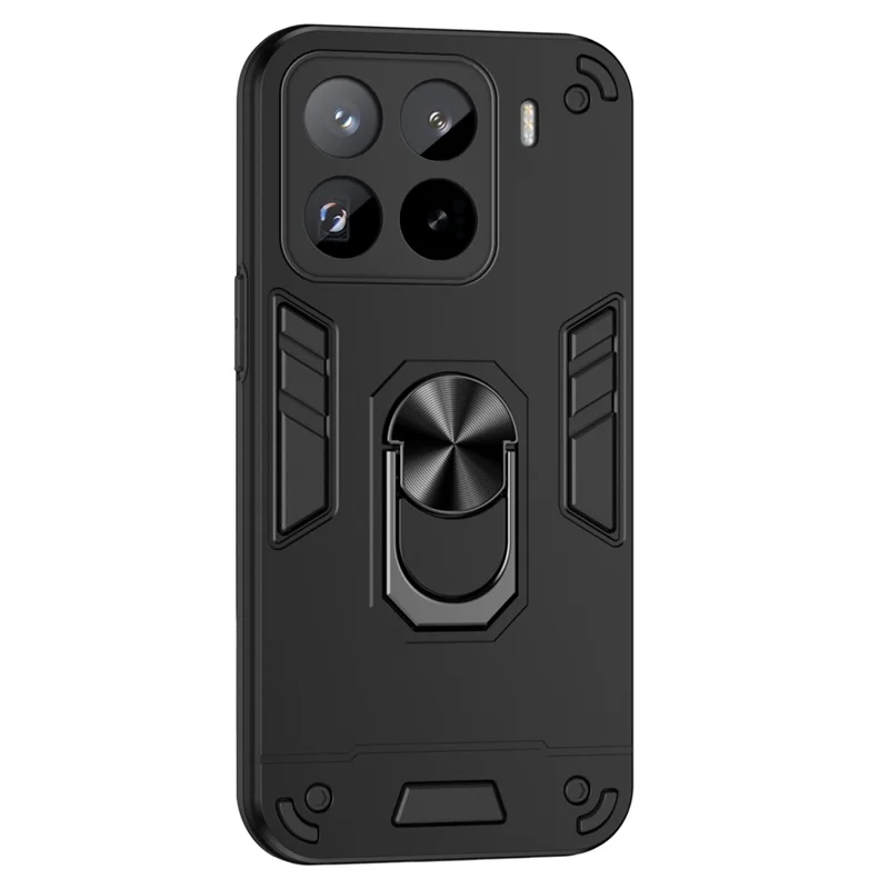 For Xiaomi 15 Pro Case PC+TPU Drop Defend Phone Cover with Ring Kickstand - Black-Cellmalls
