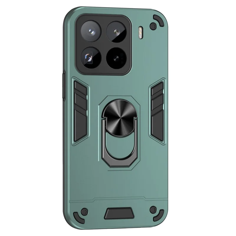 For Xiaomi 15 Pro Case PC+TPU Drop Defend Phone Cover with Ring Kickstand - Black-Cellmalls