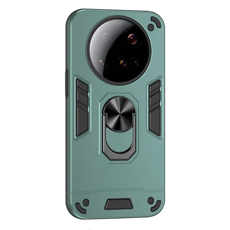 For Xiaomi 15 Ultra Case PC + TPU Drop Defend Phone Cover with Ring Kickstand - Green-Cellmalls