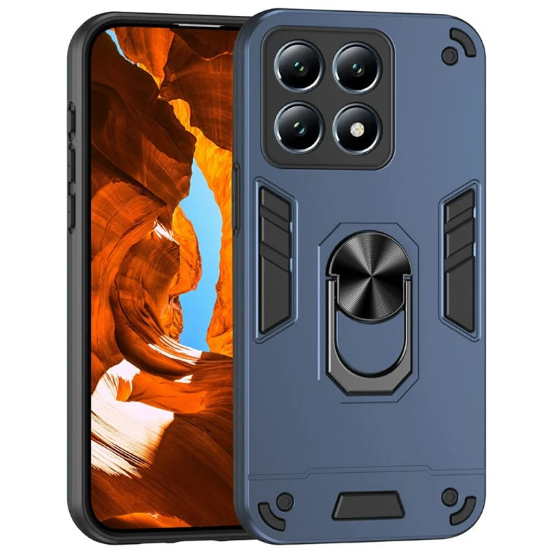 For Xiaomi 14T Pro Case PC+TPU Drop Defend Phone Cover with Ring Kickstand - Black-Cellmalls