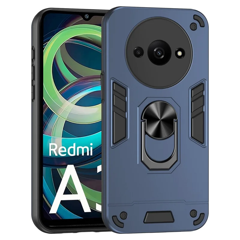 For Xiaomi Redmi A3 4G / Poco C61 4G Case Car Mount Kickstand Hybrid Hard PC Soft TPU Phone Cover - Black-Cellmalls