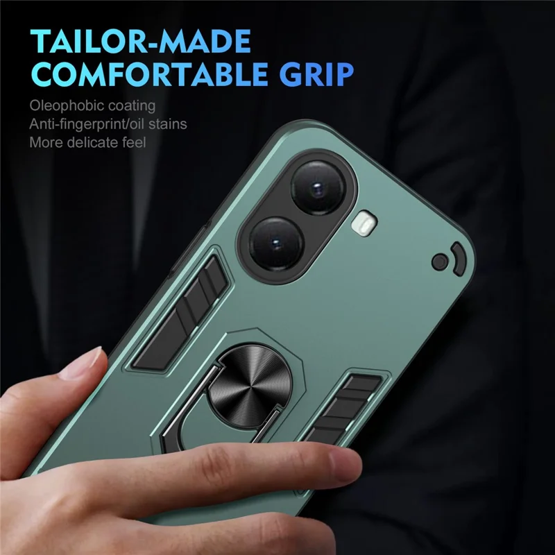 For Xiaomi Poco X7 Pro 5G Case PC + TPU Drop Defend Phone Cover with Ring Kickstand - Green-Cellmalls