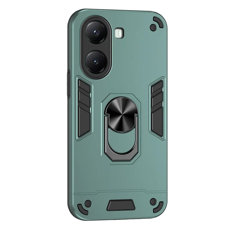 For Xiaomi Poco X7 Pro 5G Case PC + TPU Drop Defend Phone Cover with Ring Kickstand - Green-Cellmalls