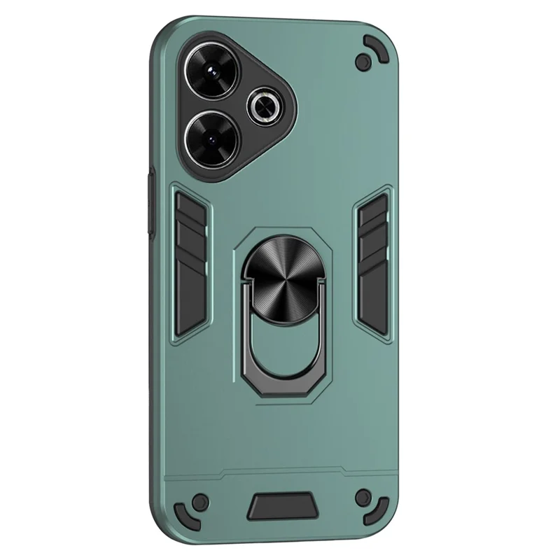 For Xiaomi Redmi 13 4G Case PC+TPU Drop Defend Phone Cover with Ring Kickstand - Black-Cellmalls