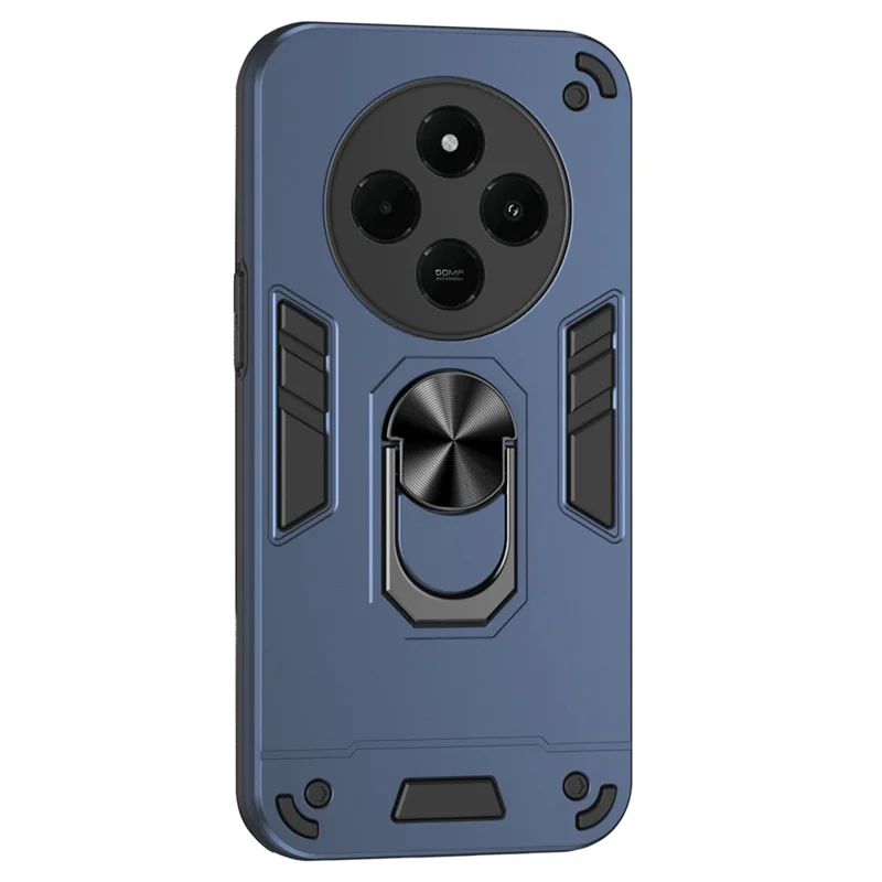 For Xiaomi Redmi A4 5G Case PC+TPU Drop Defend Phone Cover with Ring Kickstand - Black-Cellmalls