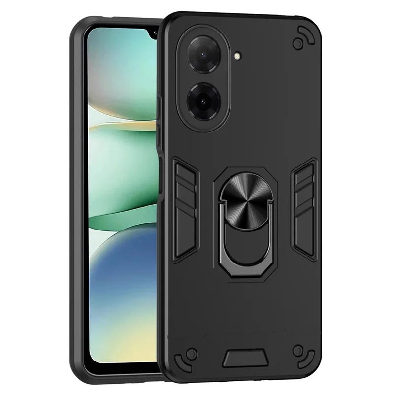 For Xiaomi Redmi A5 4G (171.7mm)  /  Poco C71 4G Case PC + TPU Drop Defend Phone Cover with Ring Kickstand - Green-Cellmalls