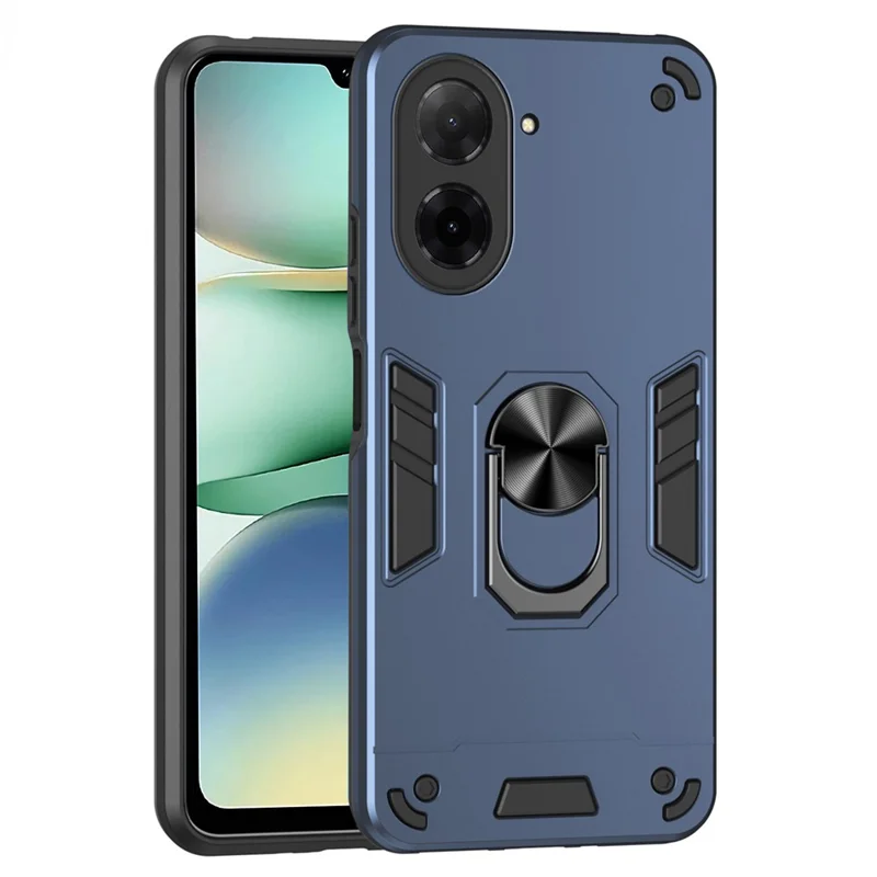 For Xiaomi Redmi A5 4G (171.7mm)  /  Poco C71 4G Case PC + TPU Drop Defend Phone Cover with Ring Kickstand - Green-Cellmalls