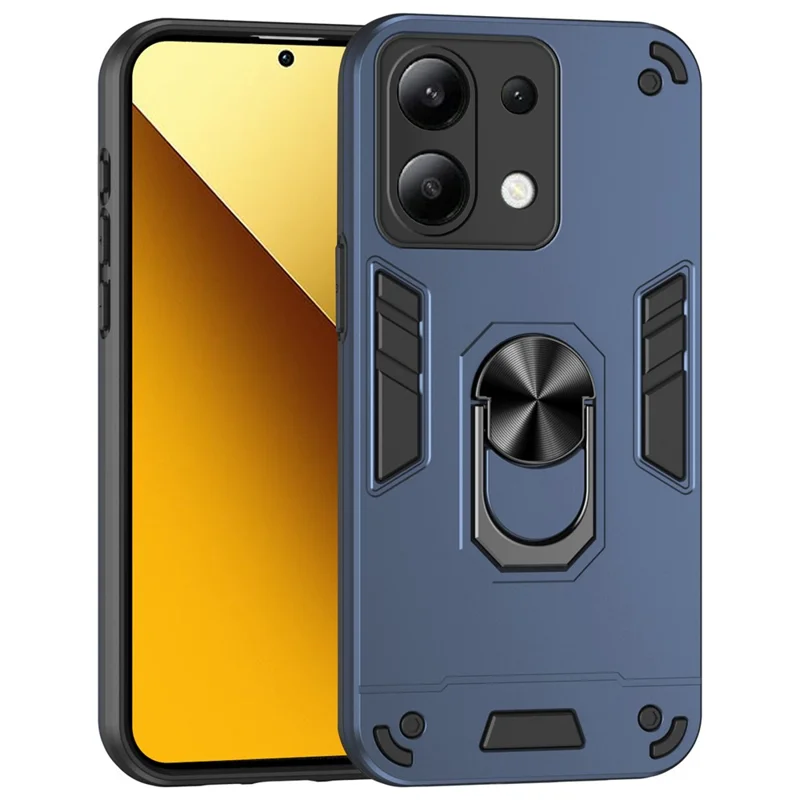 For Xiaomi Redmi Note 13 4G Case PC+TPU Shock-Absorption Phone Cover Support Magnetic Car Mount - Green-Cellmalls