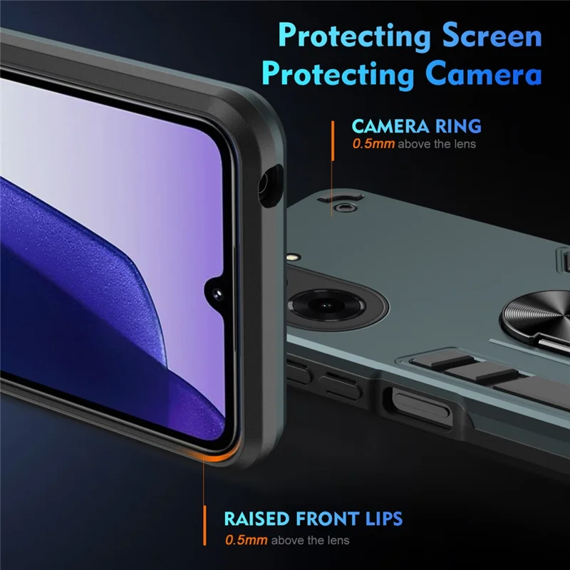 For Xiaomi Redmi A5 4G (171.7mm)  /  Poco C71 4G Case PC + TPU Drop Defend Phone Cover with Ring Kickstand - Green-Cellmalls