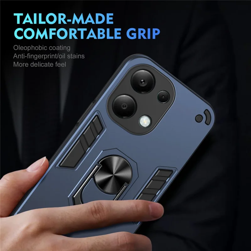 For Xiaomi Redmi Note 13 Pro 4G / Poco M6 Pro 4G Case Magnetic Car Mount Kickstand Phone Cover - Blue-Cellmalls