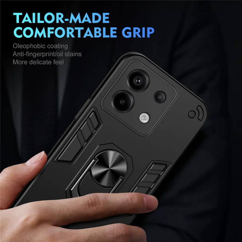 For Xiaomi Redmi Note 13 5G Case Kickstand Hard PC Soft TPU Phone Cover - Black-Cellmalls