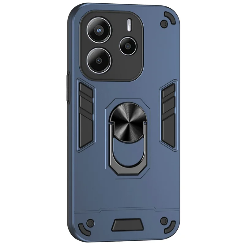 For Xiaomi Redmi Note 14 4G (164.84mm) Case PC + TPU Drop Defend Phone Cover with Ring Kickstand - Black-Cellmalls