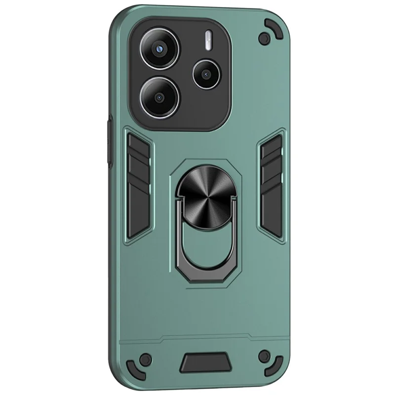 For Xiaomi Redmi Note 14 4G (164.84mm) Case PC + TPU Drop Defend Phone Cover with Ring Kickstand - Black-Cellmalls