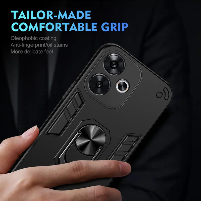 For Xiaomi Redmi Turbo 3 5G / Poco F6 5G Case Rotating Kickstand PC+TPU Phone Cover - Black-Cellmalls