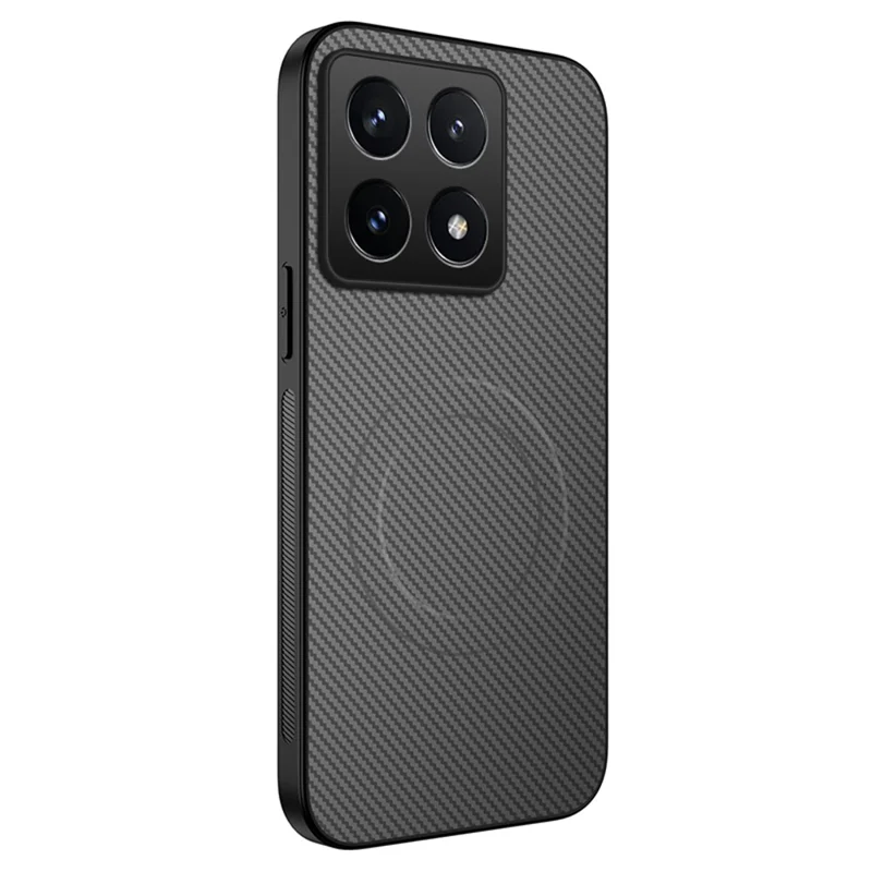 For Xiaomi 14T Pro Case Compatible with MagSafe WANLONFENG TQ Series Carbon Fiber Texture PC TPU Phone Cover - Black-Cellmalls