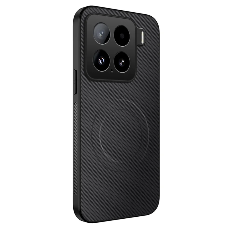 For Xiaomi 15 Case Compatible with MagSafe WANLONFENG TQ Series Carbon Fiber Texture PC TPU Phone Cover - Black-Cellmalls