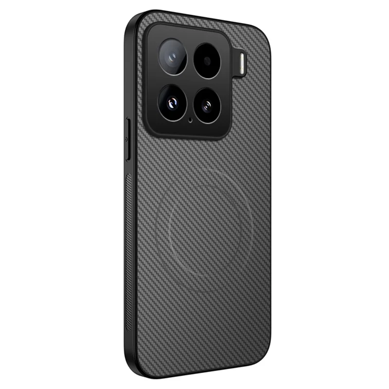 For Xiaomi 15 Case Compatible with MagSafe WANLONFENG TQ Series Carbon Fiber Texture PC TPU Phone Cover - Black-Cellmalls