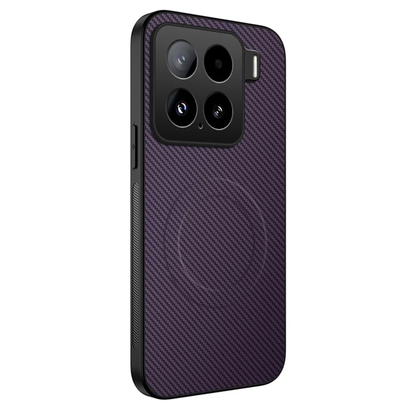 For Xiaomi 15 Case Compatible with MagSafe WANLONFENG TQ Series Carbon Fiber Texture PC TPU Phone Cover - Black-Cellmalls