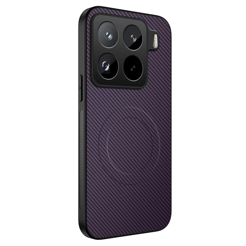 For Xiaomi 15 Pro Case Compatible with MagSafe WANLONFENG TQ Series Carbon Fiber Texture PC TPU Phone Cover - Black-Cellmalls