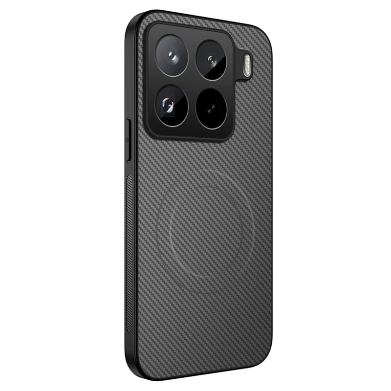 For Xiaomi 15 Pro Case Compatible with MagSafe WANLONFENG TQ Series Carbon Fiber Texture PC TPU Phone Cover - Black-Cellmalls