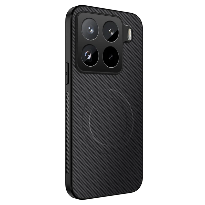 For Xiaomi 15 Pro Case Compatible with MagSafe WANLONFENG TQ Series Carbon Fiber Texture PC TPU Phone Cover - Black-Cellmalls