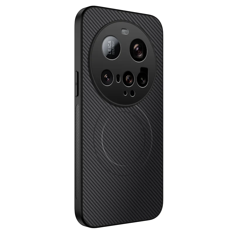 For Xiaomi 15 Ultra Case Compatible with MagSafe WANLONFENG TQ Series Carbon Fiber Texture PC TPU Phone Cover - Black-Cellmalls