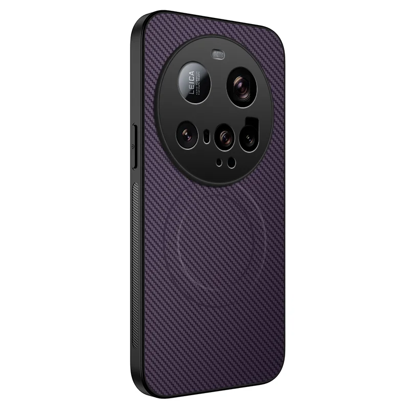 For Xiaomi 15 Ultra Case Compatible with MagSafe WANLONFENG TQ Series Carbon Fiber Texture PC TPU Phone Cover - Black-Cellmalls