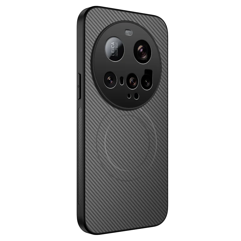 For Xiaomi 15 Ultra Case Compatible with MagSafe WANLONFENG TQ Series Carbon Fiber Texture PC TPU Phone Cover - Black-Cellmalls