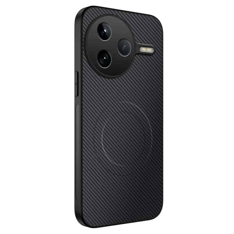 For Xiaomi Redmi K80 5G / Xiaomi Poco F7 Pro 5G Case Compatible with MagSafe WANLONFENG TQ Series Carbon Fiber Texture PC TPU Phone Cover - Black-Cellmalls