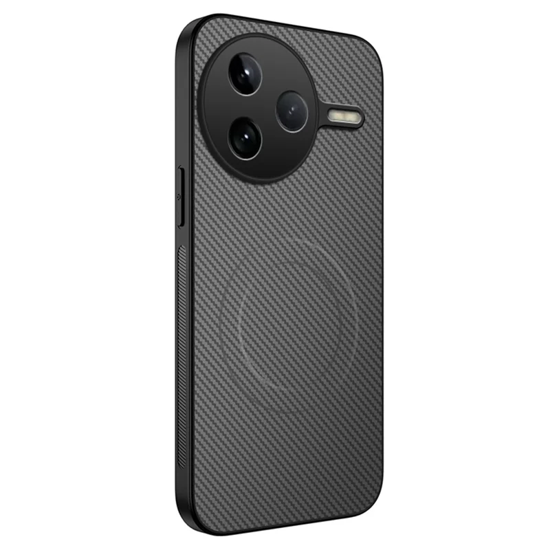 For Xiaomi Redmi K80 5G / Xiaomi Poco F7 Pro 5G Case Compatible with MagSafe WANLONFENG TQ Series Carbon Fiber Texture PC TPU Phone Cover - Black-Cellmalls