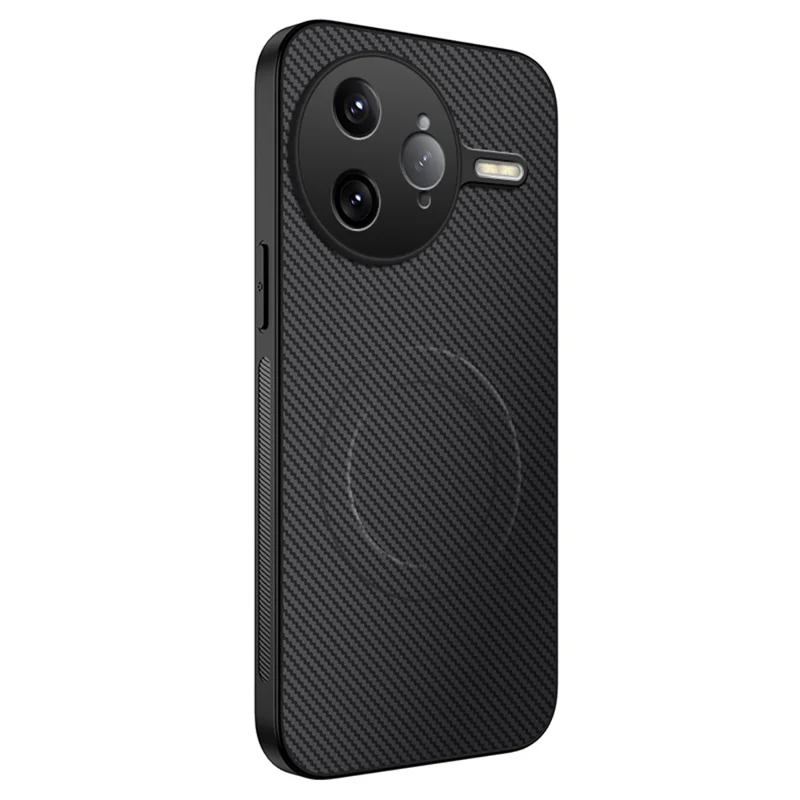 For Xiaomi Redmi K80 Pro 5G / Xiaomi Poco F7 Ultra 5G Case Compatible with MagSafe WANLONFENG TQ Series Carbon Fiber Texture PC TPU Phone Cover - Black-Cellmalls