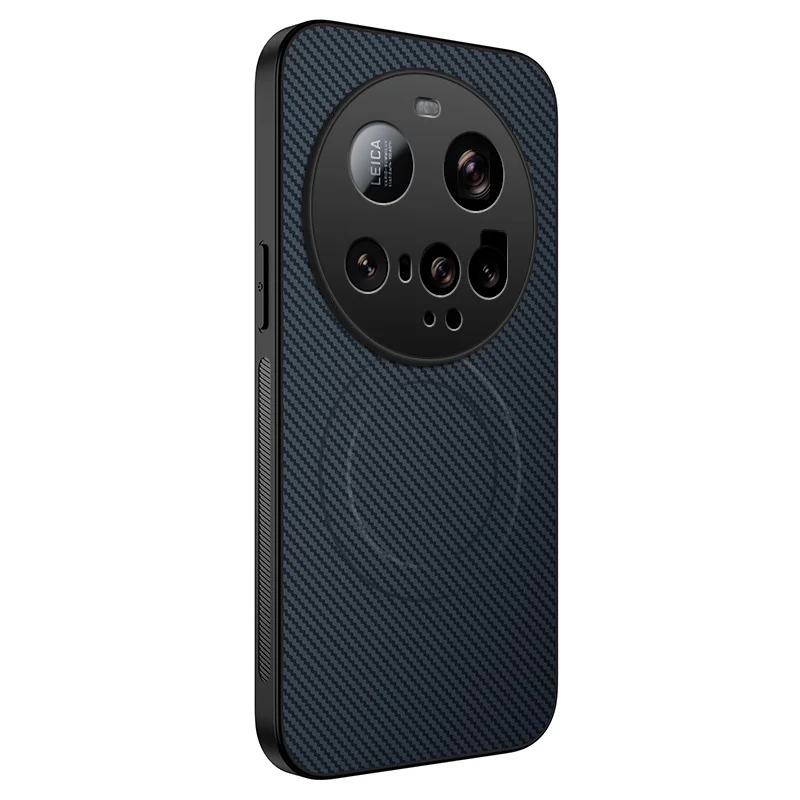 For Xiaomi 15 Ultra Case Compatible with MagSafe WANLONFENG TQ Series Carbon Fiber Texture PC TPU Phone Cover - Black-Cellmalls