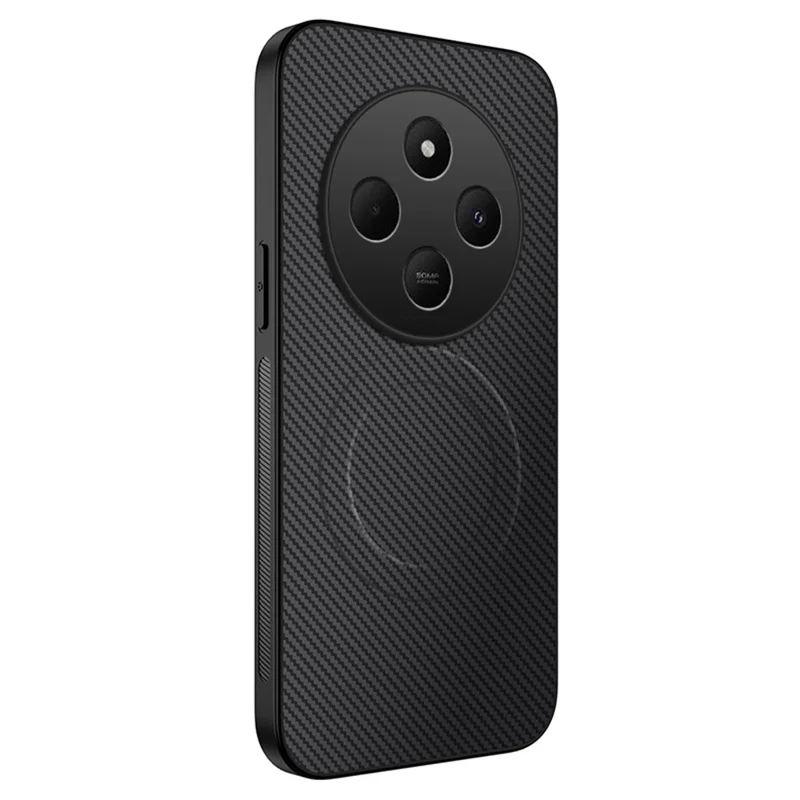 For Xiaomi Redmi 14C 4G Case Compatible with MagSafe WANLONFENG TQ Series Carbon Fiber Texture PC TPU Phone Cover - Black-Cellmalls