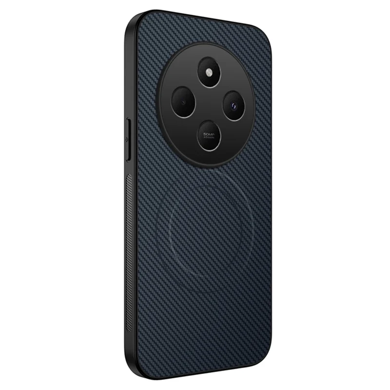 For Xiaomi Redmi 14C 4G Case Compatible with MagSafe WANLONFENG TQ Series Carbon Fiber Texture PC TPU Phone Cover - Black-Cellmalls