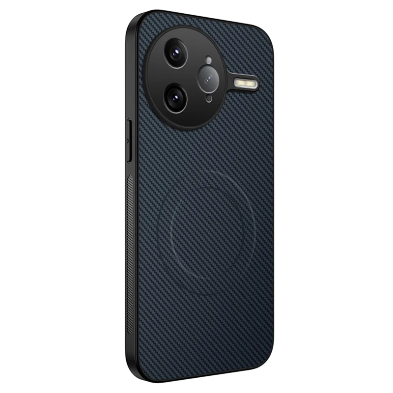 For Xiaomi Redmi K80 Pro 5G / Xiaomi Poco F7 Ultra 5G Case Compatible with MagSafe WANLONFENG TQ Series Carbon Fiber Texture PC TPU Phone Cover - Black-Cellmalls