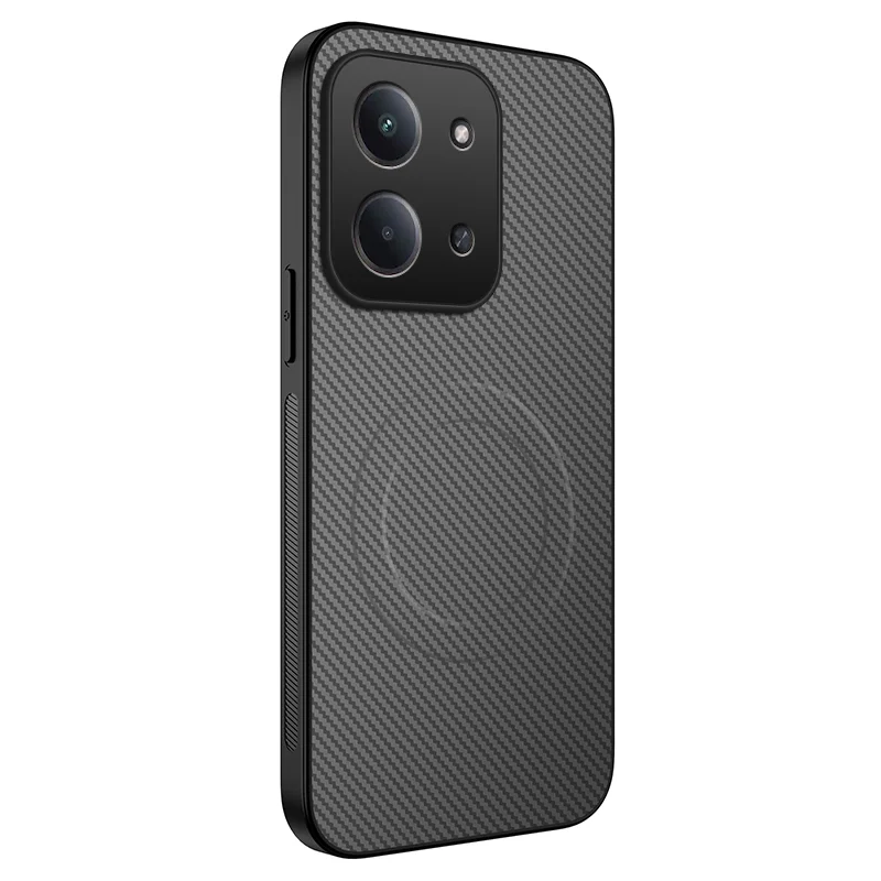For Xiaomi Redmi 15C 5G (EU) (173mm) / 15C 4G (EU) (173mm) Case Compatible with MagSafe WANLONFENG TQ Carbon Fiber Texture Phone Cover - Black-Cellmalls