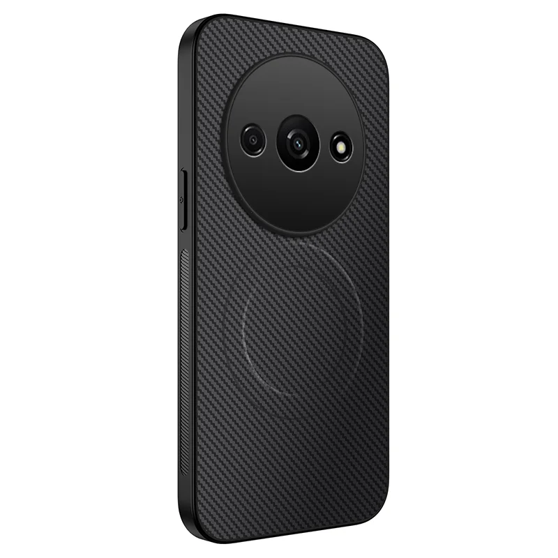 For Xiaomi Redmi A3 4G Case Compatible with MagSafe WANLONFENG TQ Series Carbon Fiber Texture PC TPU Phone Cover - Black-Cellmalls