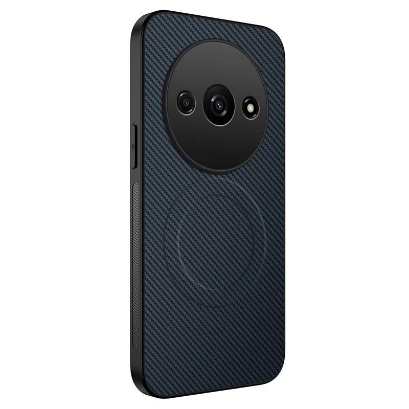 For Xiaomi Redmi A3 4G Case Compatible with MagSafe WANLONFENG TQ Series Carbon Fiber Texture PC TPU Phone Cover - Black-Cellmalls