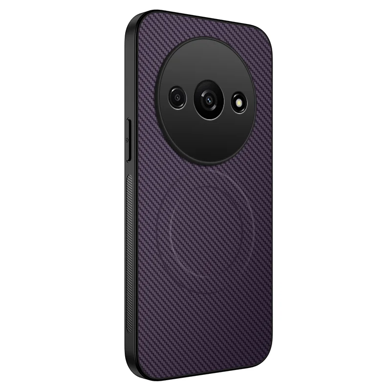 For Xiaomi Redmi A3 4G Case Compatible with MagSafe WANLONFENG TQ Series Carbon Fiber Texture PC TPU Phone Cover - Black-Cellmalls