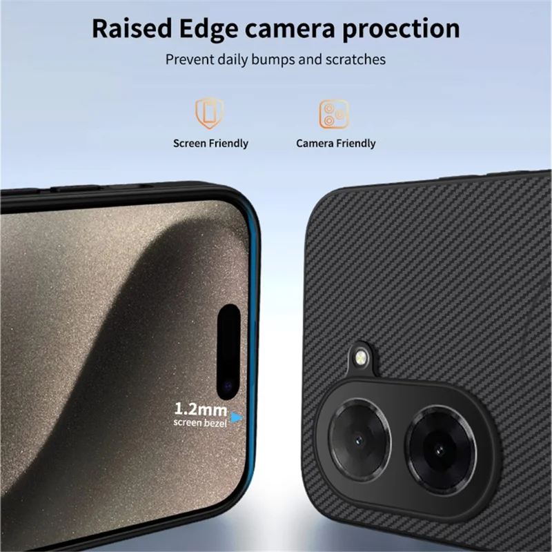 For Xiaomi Redmi A5 4G (171.7*77.8*8.3mm) Case Compatible with MagSafe WANLONFENG TQ Series Carbon Fiber Texture PC TPU Phone Cover - Black-Cellmalls