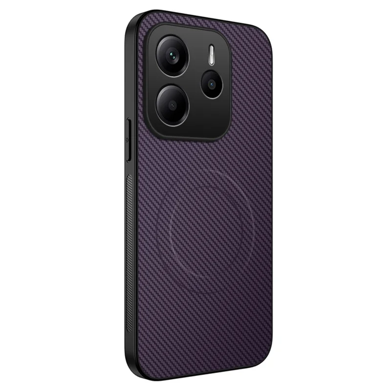 For Xiaomi Redmi Note 14 5G Case Compatible with MagSafe WANLONFENG TQ Series Carbon Fiber Texture PC TPU Phone Cover - Black-Cellmalls